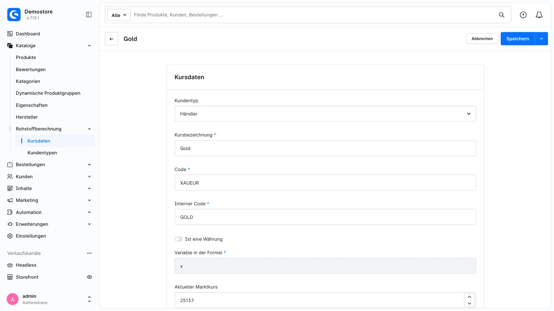 Rohstoffberechnung Kursimport StoneX | Kurse automatisch abrufen statt abtippen. Screenshot 4