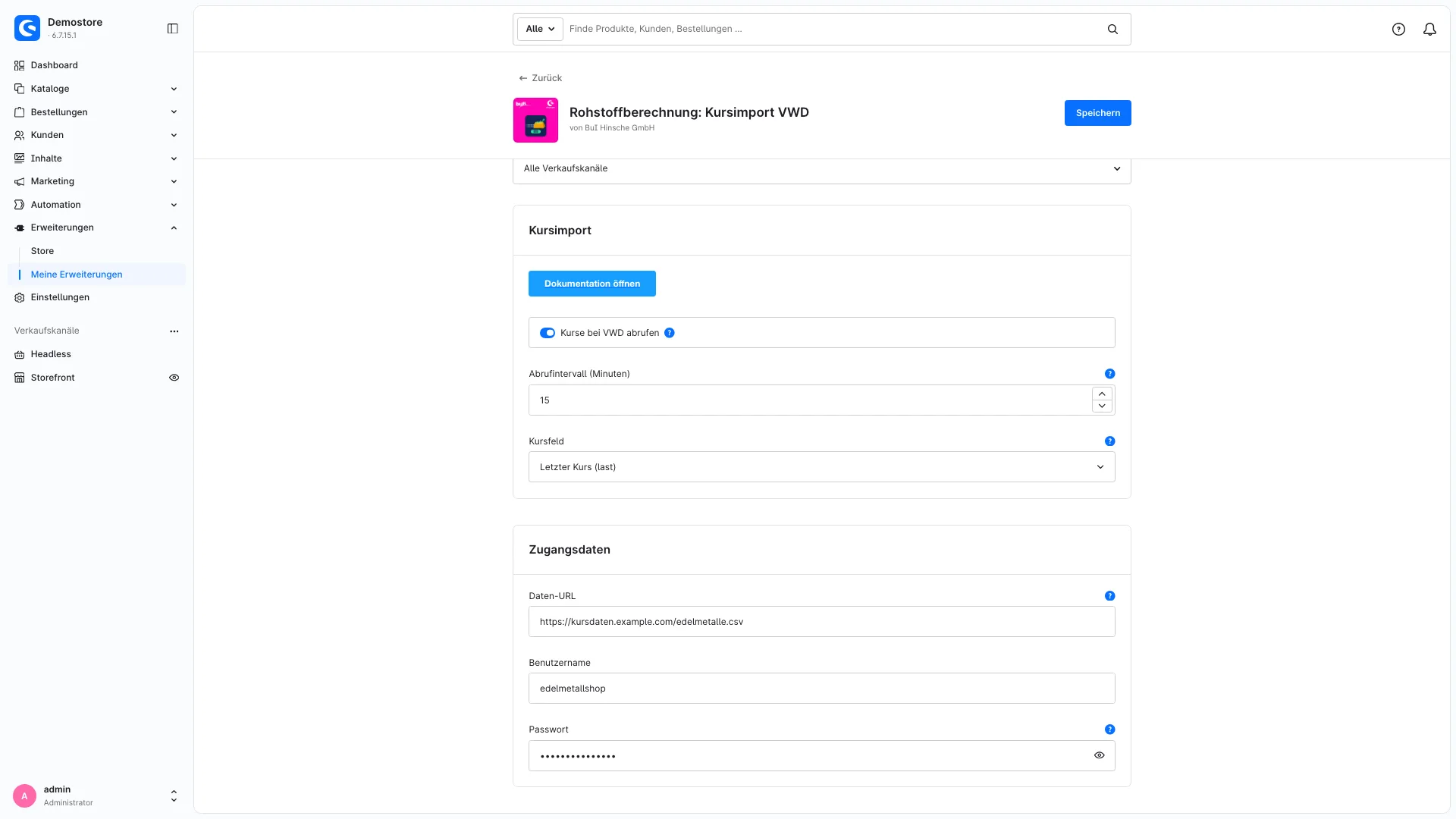 Rohstoffberechnung Kursimport VWD | Kurse per Import statt Abtippen. Screenshot 2