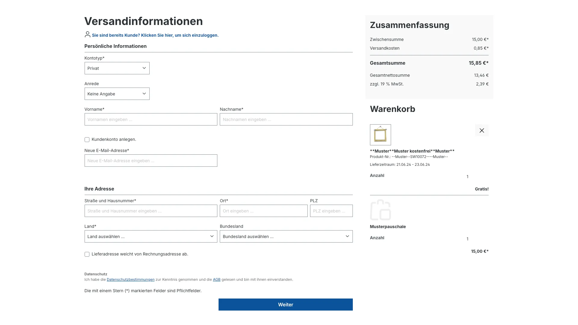 Musterbestellung – Screenshot 4