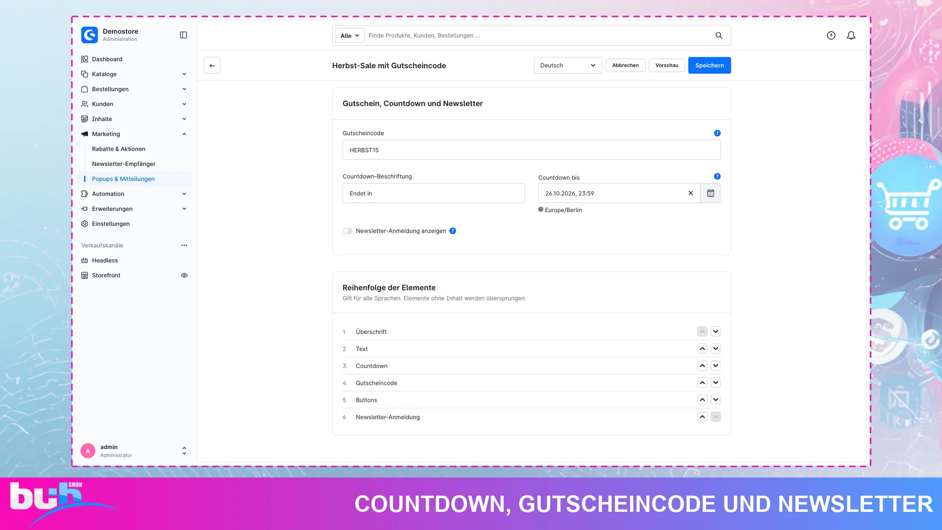 Popup Banner und Hinweisleiste | Exit Intent Popups mit Countdown und Newsletter. Screenshot 11