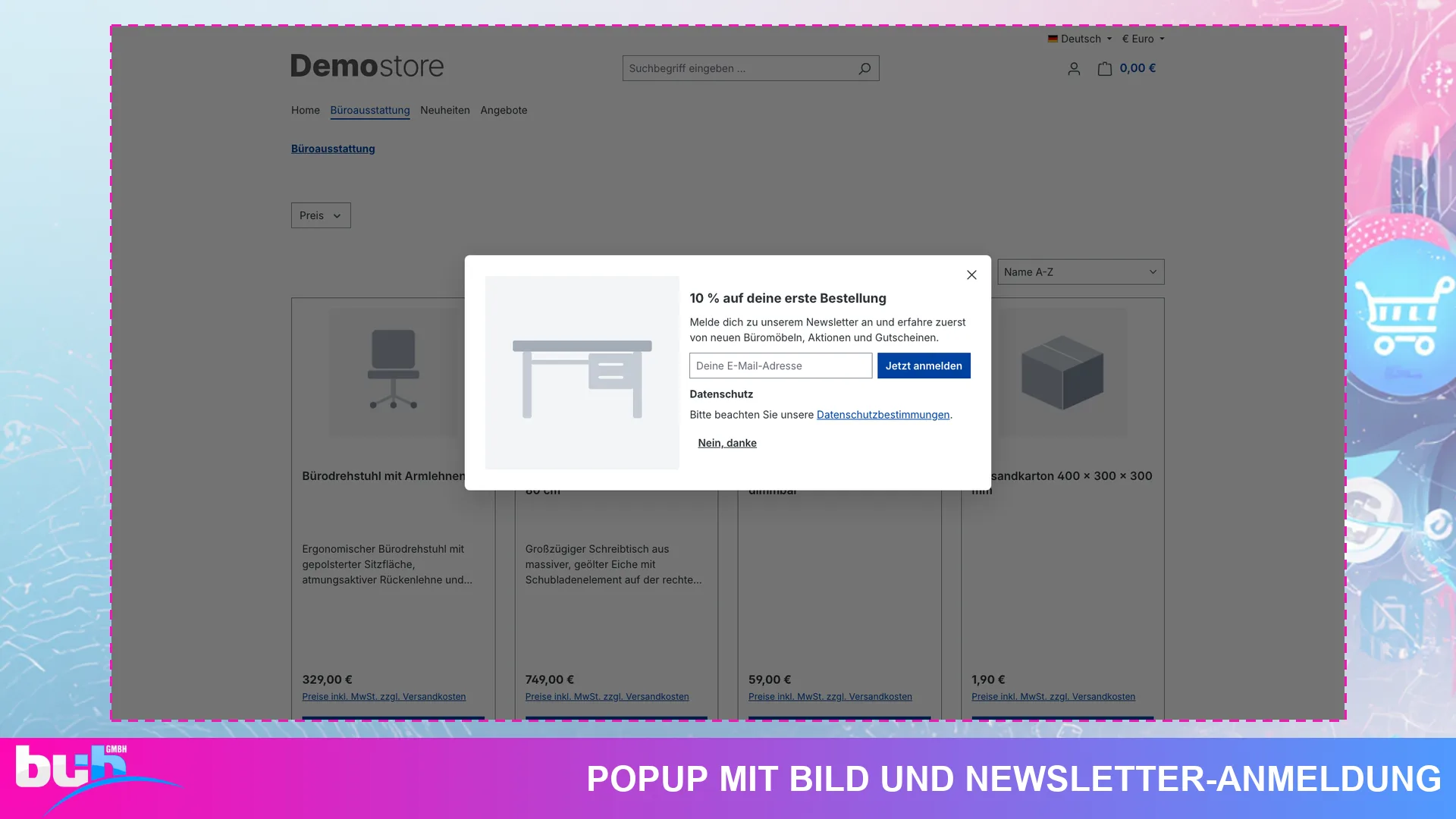 Popup Banner und Hinweisleiste | Exit Intent Popups mit Countdown und Newsletter. Screenshot 2