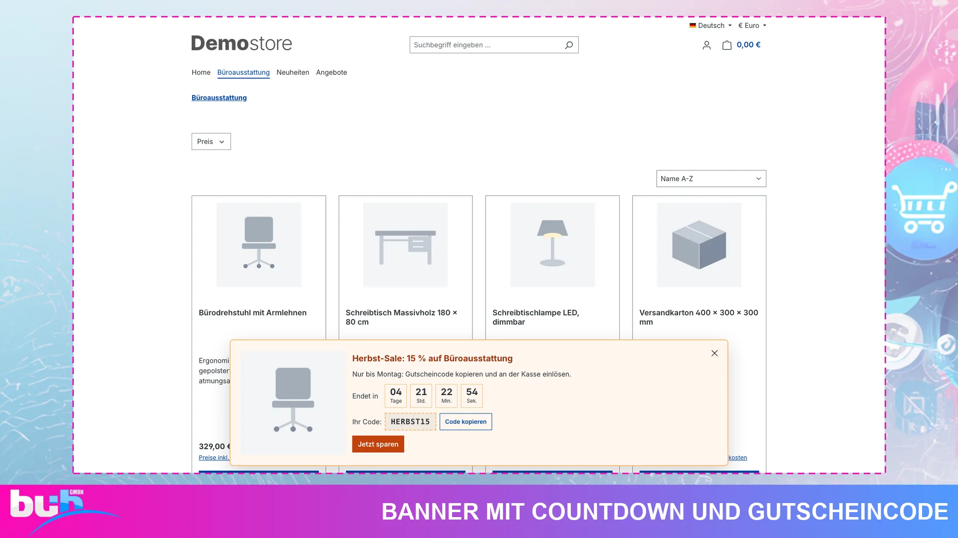 Popup Banner und Hinweisleiste | Exit Intent Popups mit Countdown und Newsletter. Screenshot 5