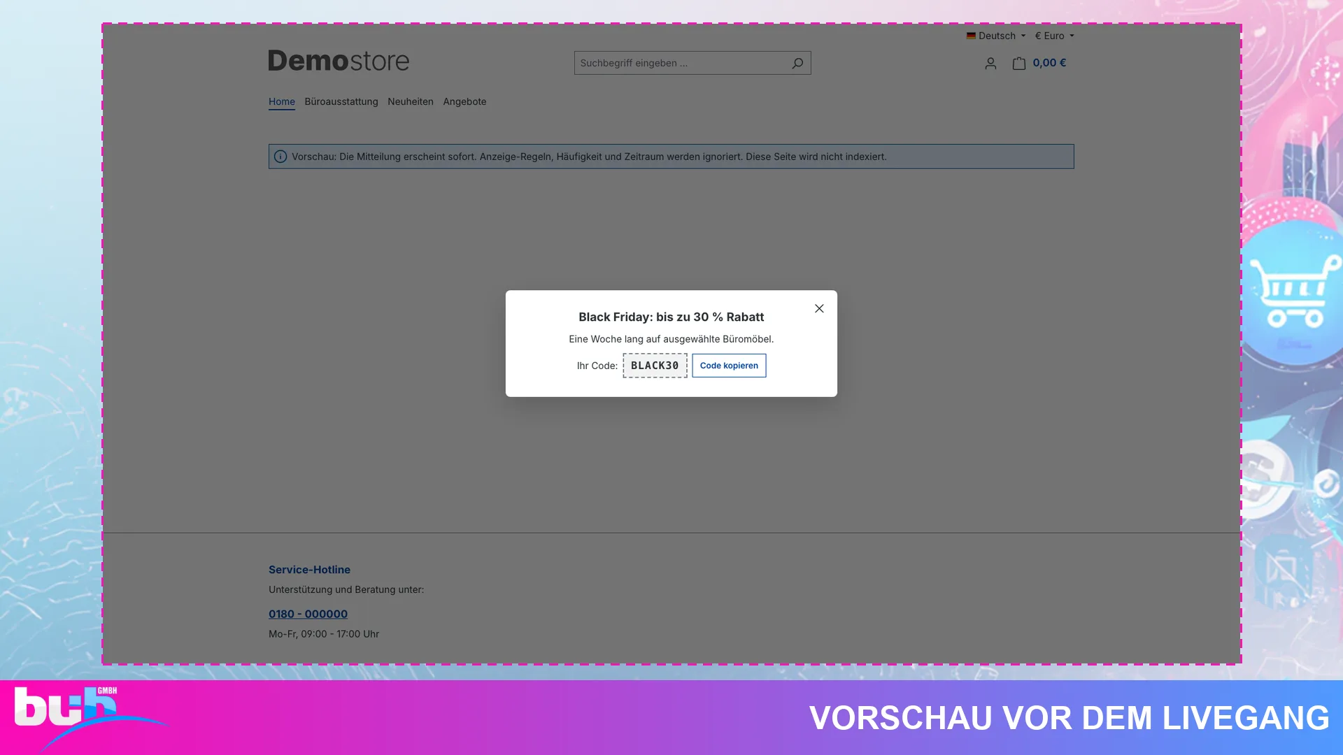 Popup Banner und Hinweisleiste | Exit Intent Popups mit Countdown und Newsletter. Screenshot 7