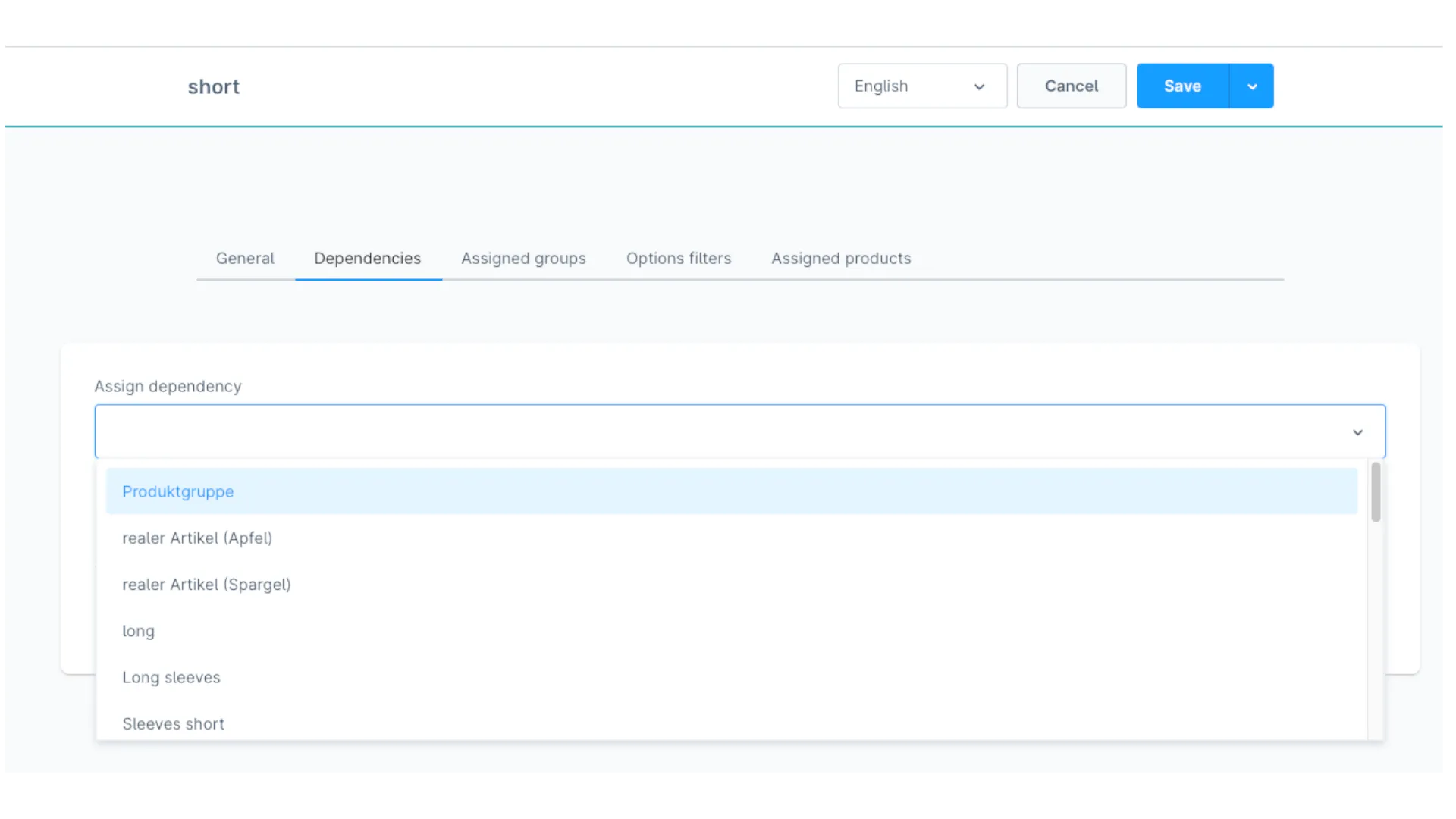Produkt Konfigurator - Konfigurator Abhängigkeiten zwischen Konfigurationen – Screenshot 6