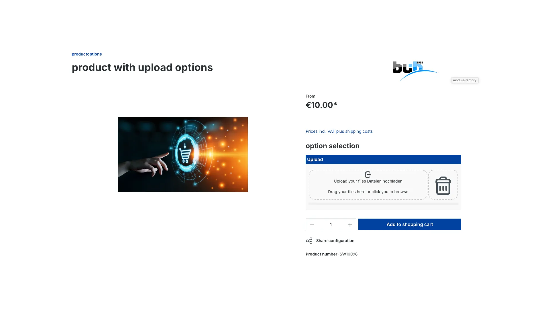 Produkt Konfigurator - Konfigurator Datei Upload – Screenshot 10