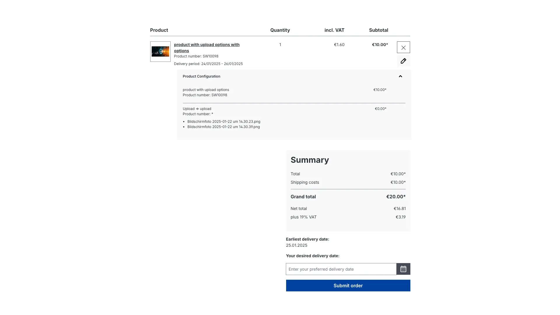 Produkt Konfigurator - Konfigurator Datei Upload – Screenshot 14