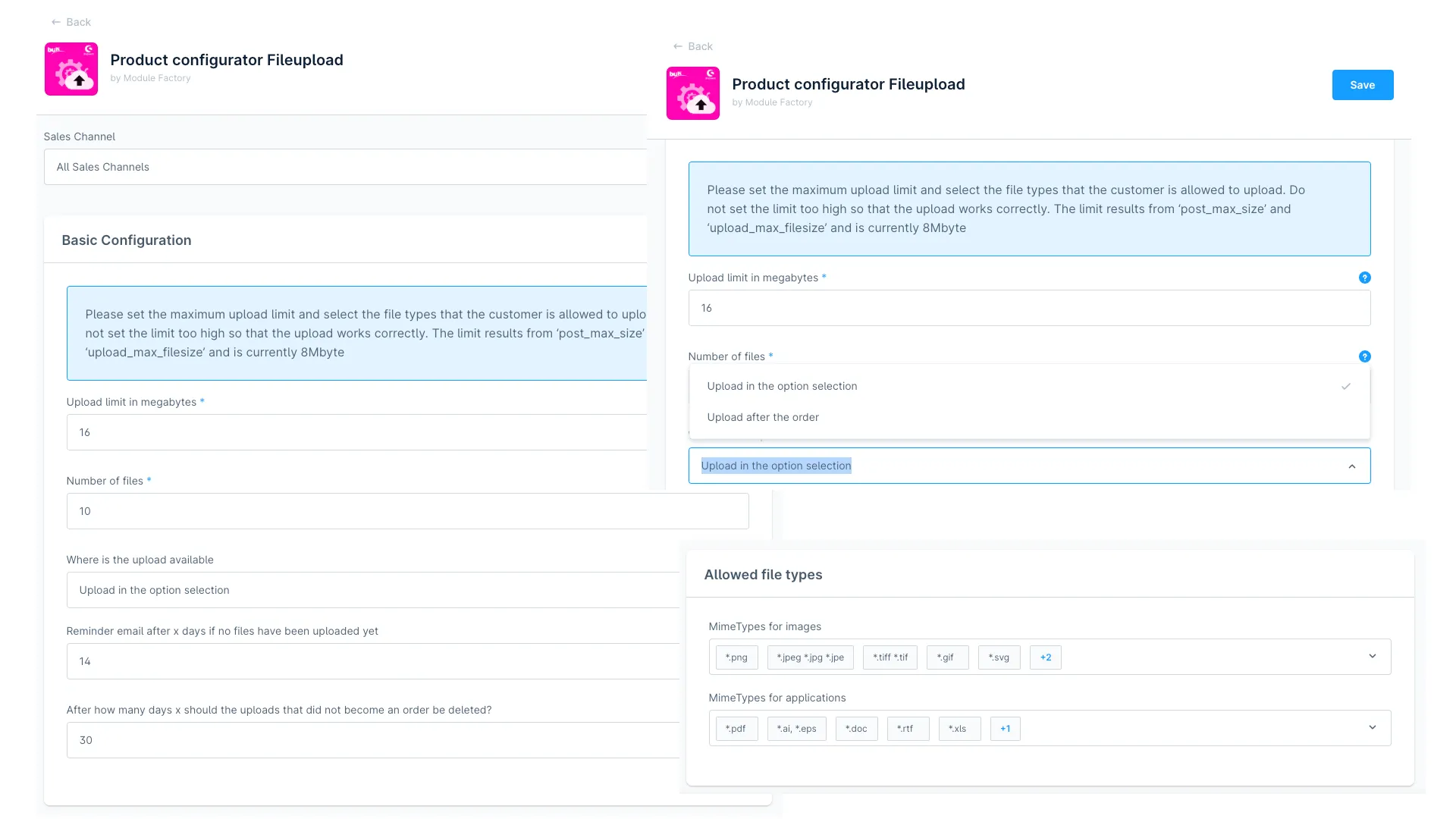 Produkt Konfigurator - Konfigurator Datei Upload – Screenshot 2