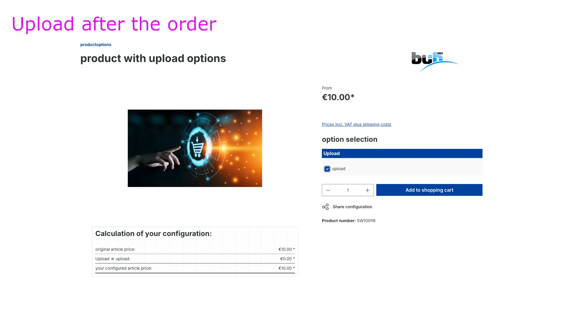 Produkt Konfigurator - Konfigurator Datei Upload – Screenshot 3