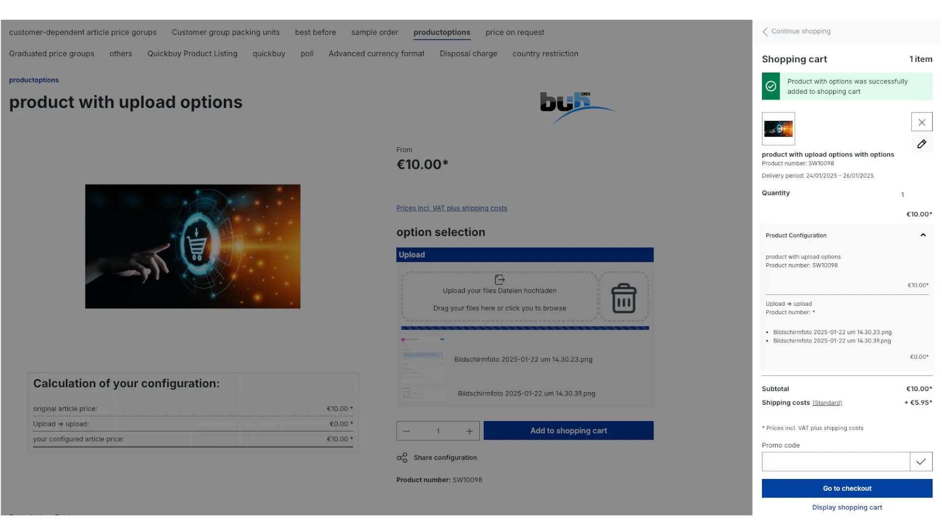 Produkt Konfigurator - Konfigurator Datei Upload – Screenshot 7