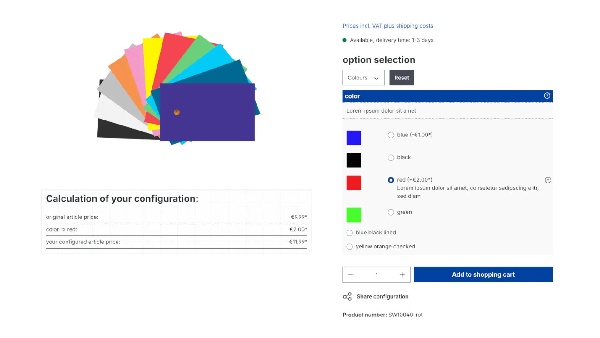 Produkt Konfigurator - Konfigurator Link zu Konfigurationen – Screenshot 2