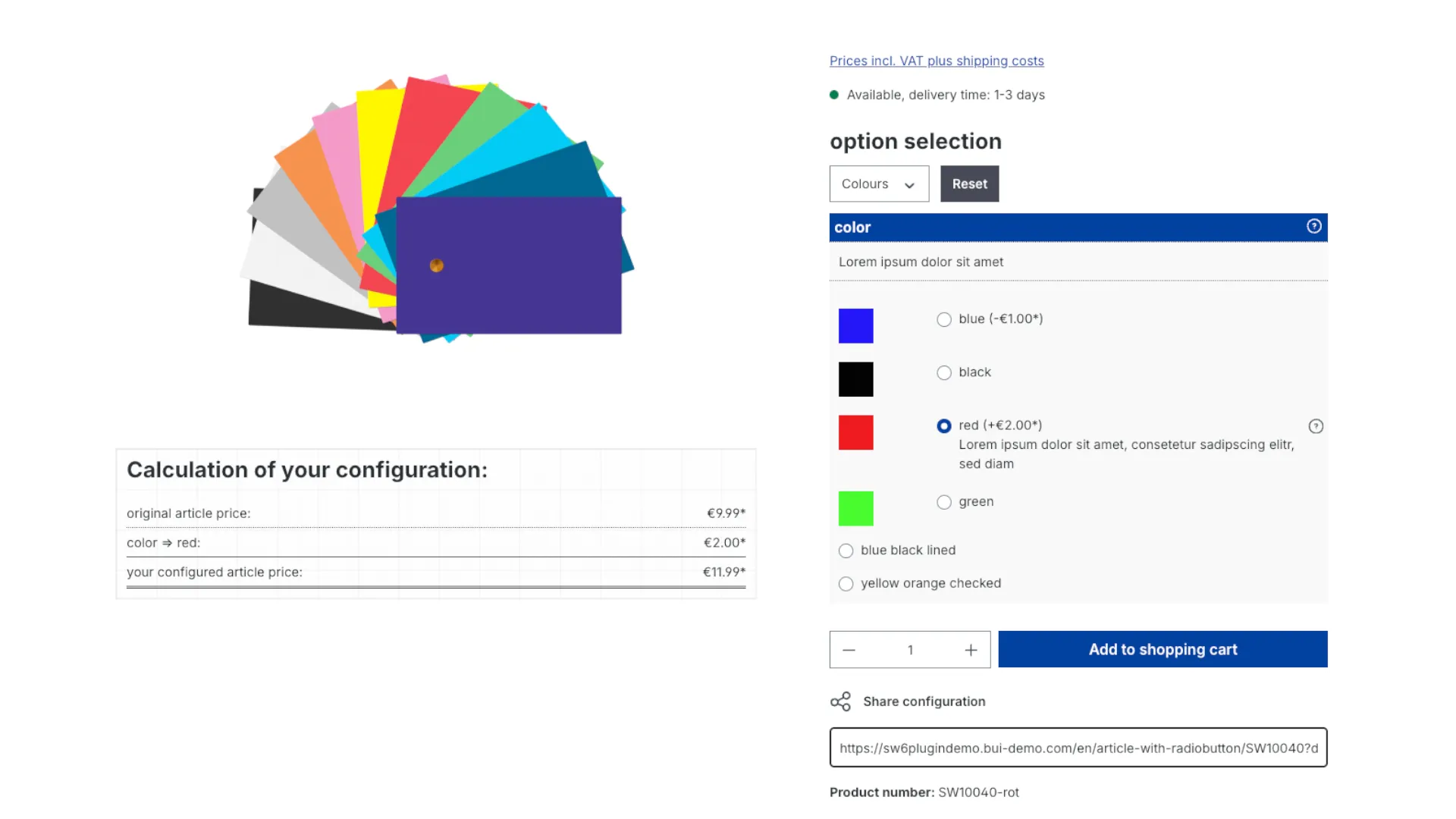 Produkt Konfigurator - Konfigurator Link zu Konfigurationen – Screenshot 3