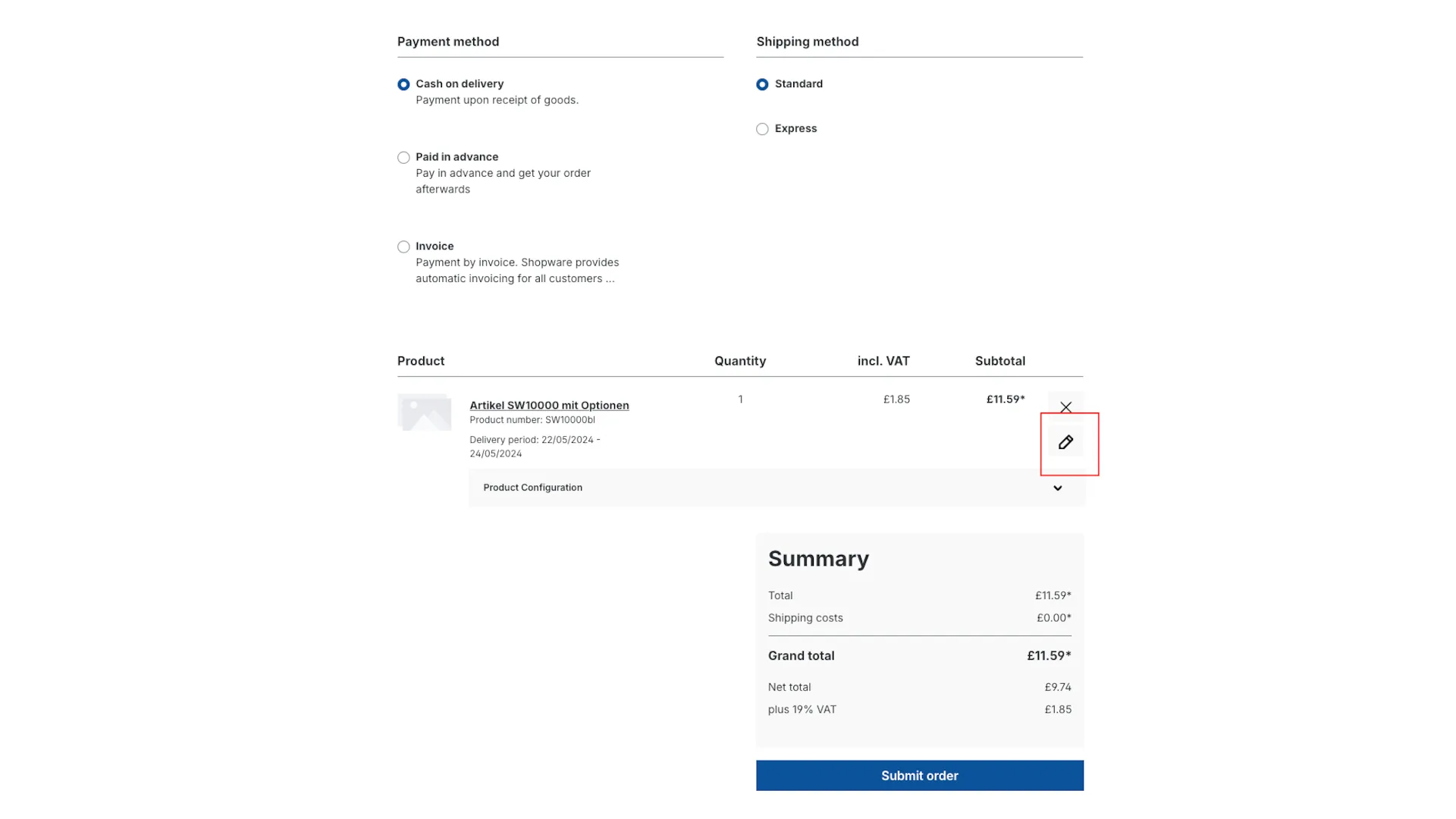 Produkt Konfigurator - Konfigurator Link zu Konfigurationen – Screenshot 5