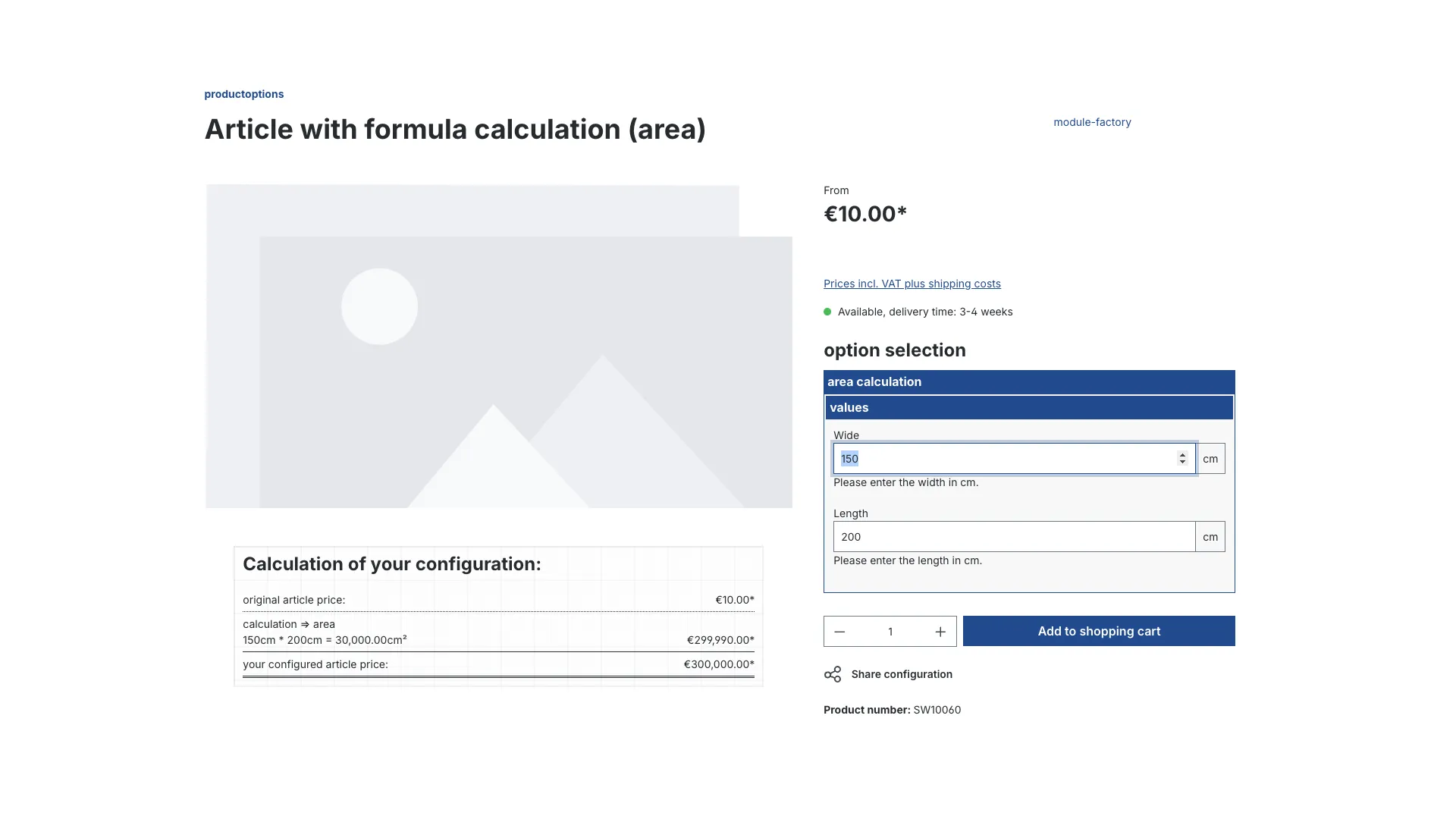 Produkt Konfigurator - Konfigurator Preisberechnung per Formel – Screenshot 4