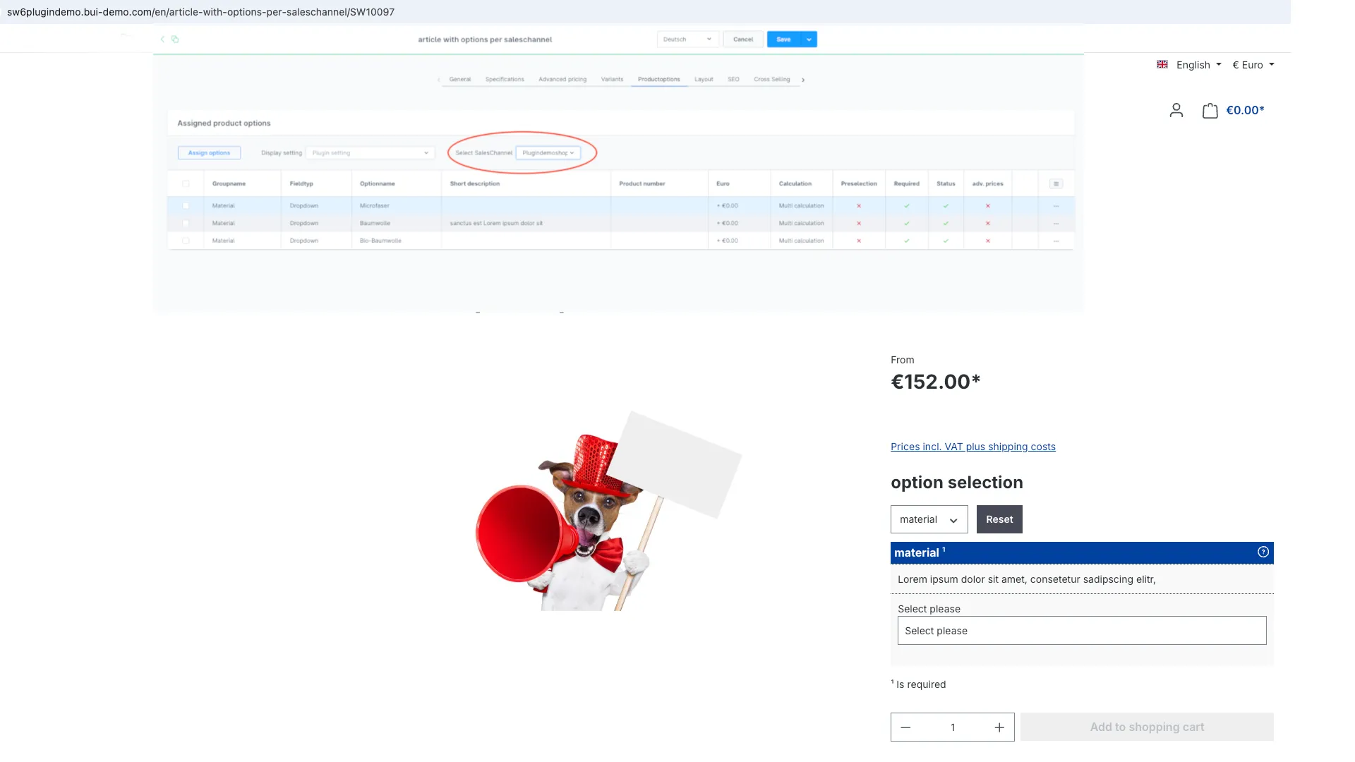 Produkt Konfigurator - Konfigurator Saleschannel abhängige Konfiguration – Screenshot 2