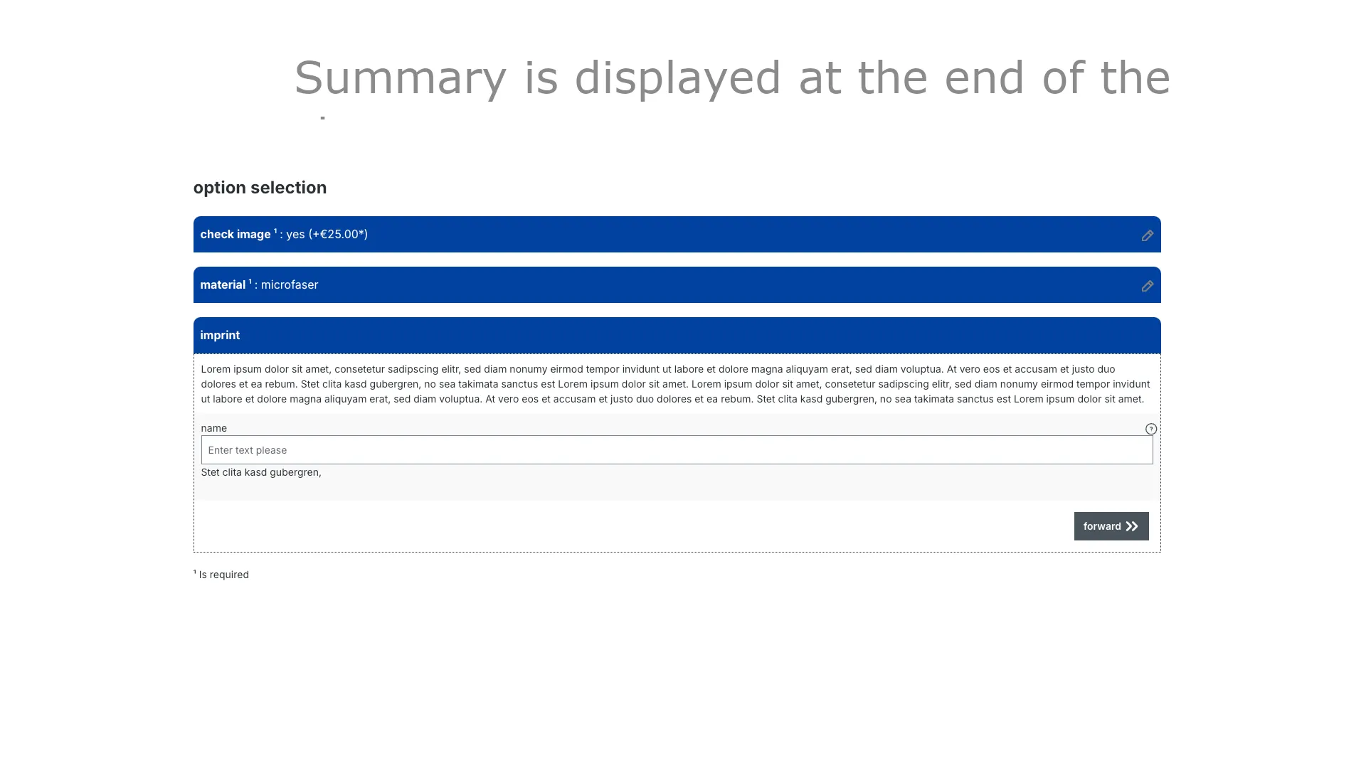 Produkt Konfigurator - Konfigurator Schrittweise Konfiguration – Screenshot 4