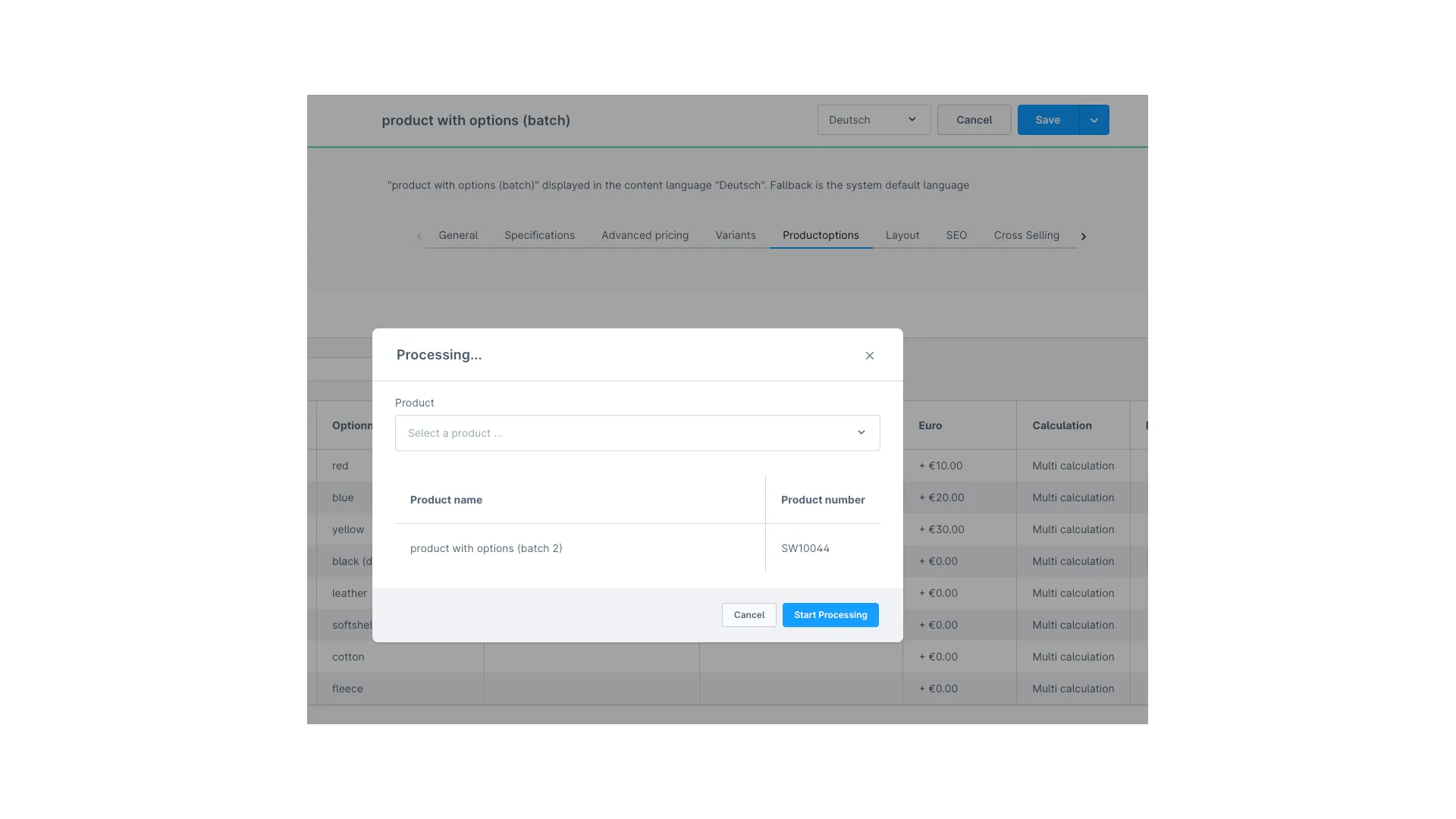 Produkt Konfigurator - Konfigurator Stapelverarbeitung – Screenshot 2