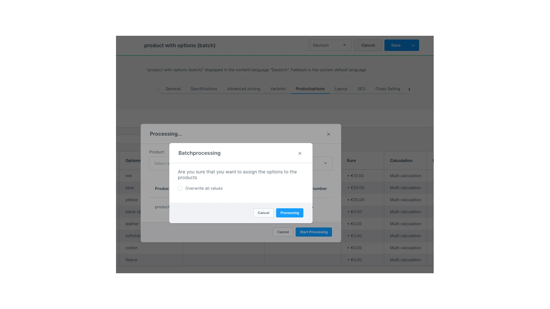 Produkt Konfigurator - Konfigurator Stapelverarbeitung – Screenshot 3