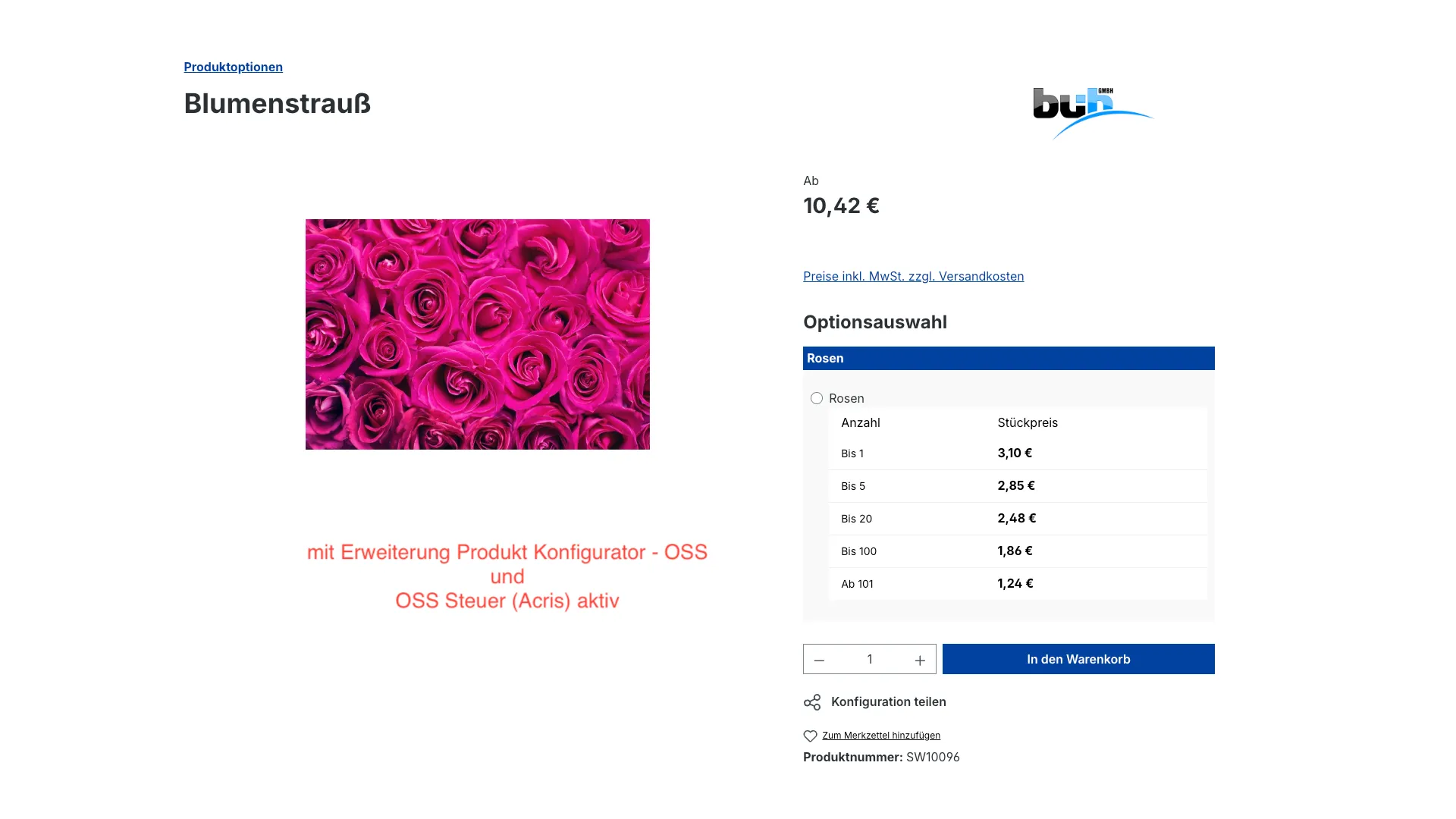 Produkt Konfigurator OSS – EU-weite Steuerberechnung für Konfigurationen – Screenshot 2