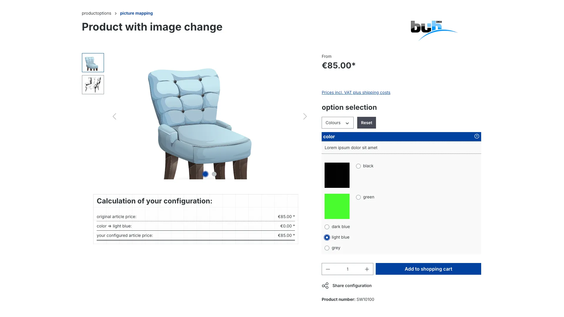 Produktkonfigurator Bildermapping – Screenshot 2