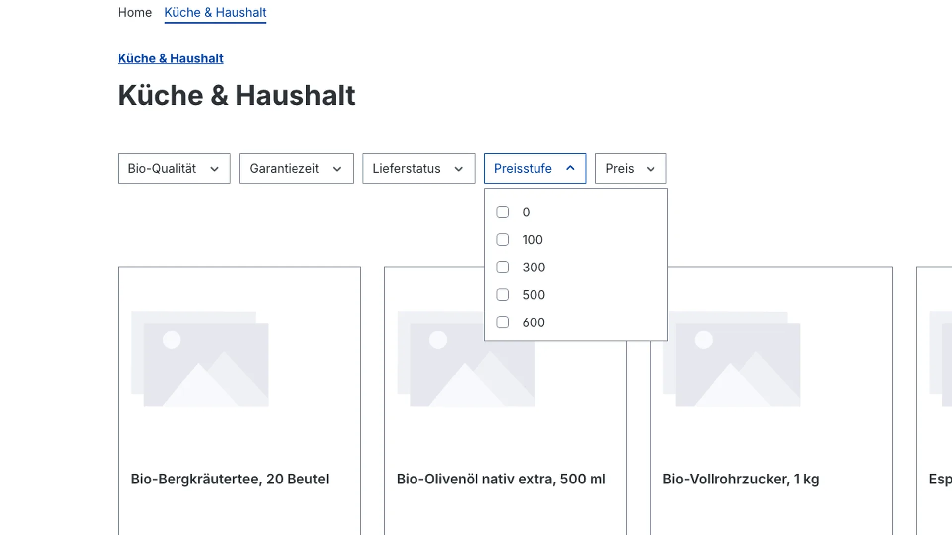 Regelbasierte Eigenschaftsfilter: Produktfilter, die sich selbst pflegen. Screenshot 1