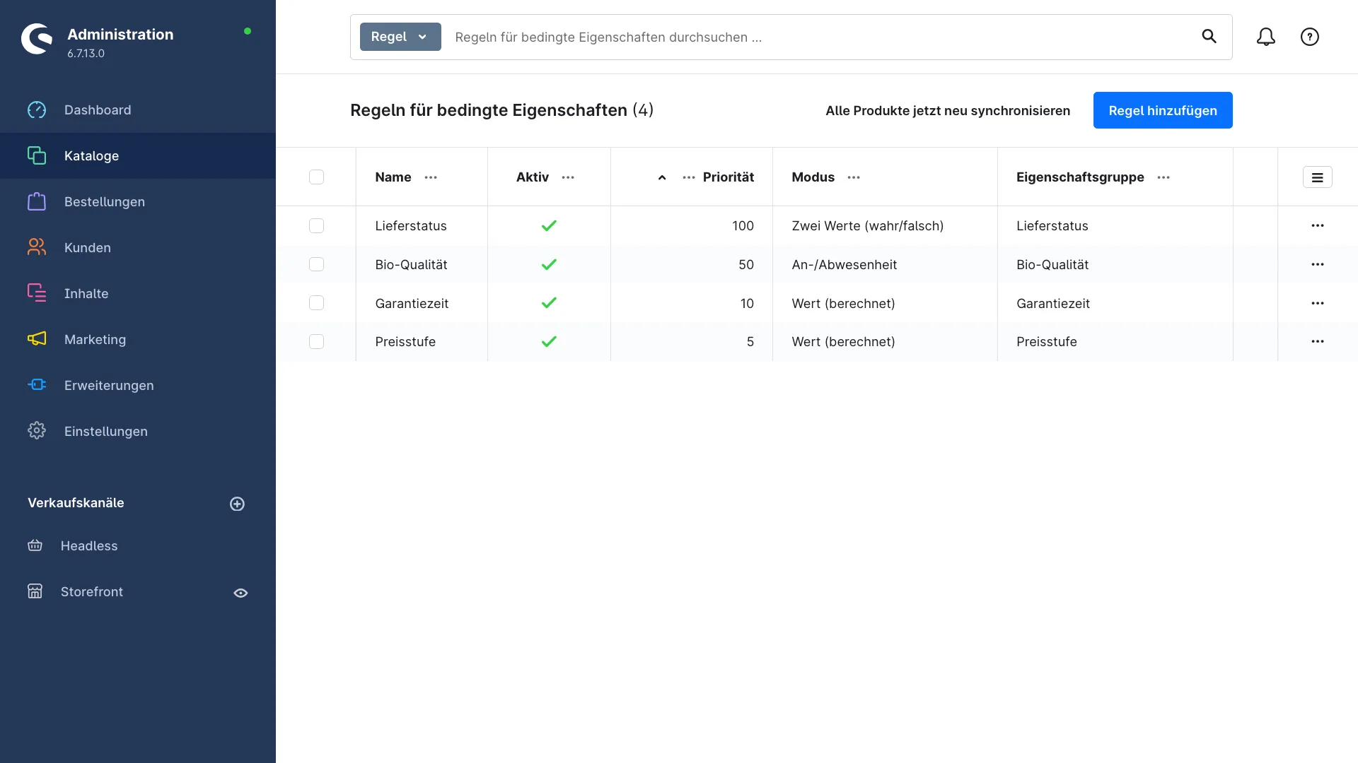 Regelbasierte Eigenschaftsfilter: Produktfilter, die sich selbst pflegen. Screenshot 3