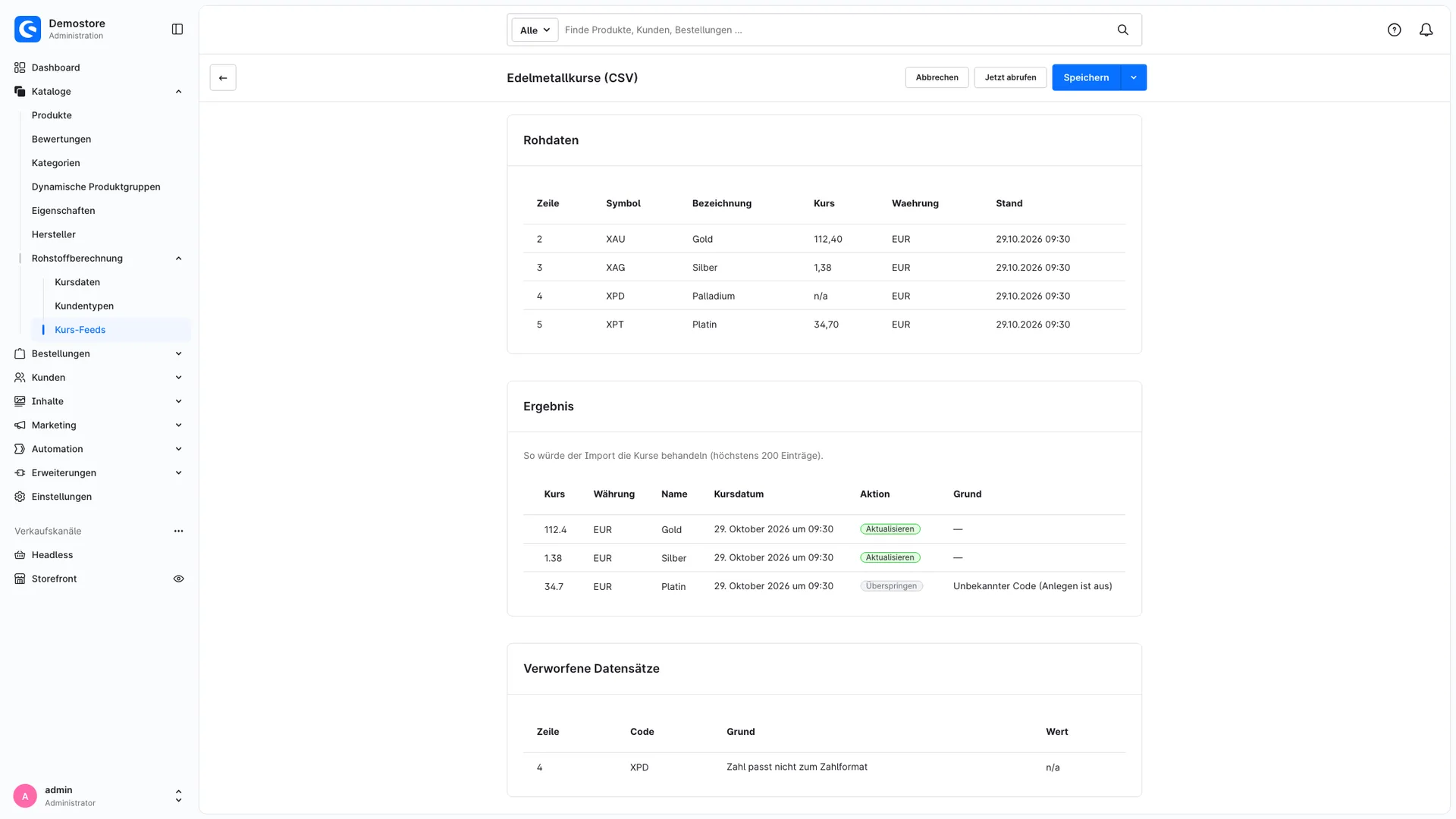 Preisberechnung Gold Silber | Artikelpreise folgen automatisch dem Rohstoffkurs. Screenshot 19