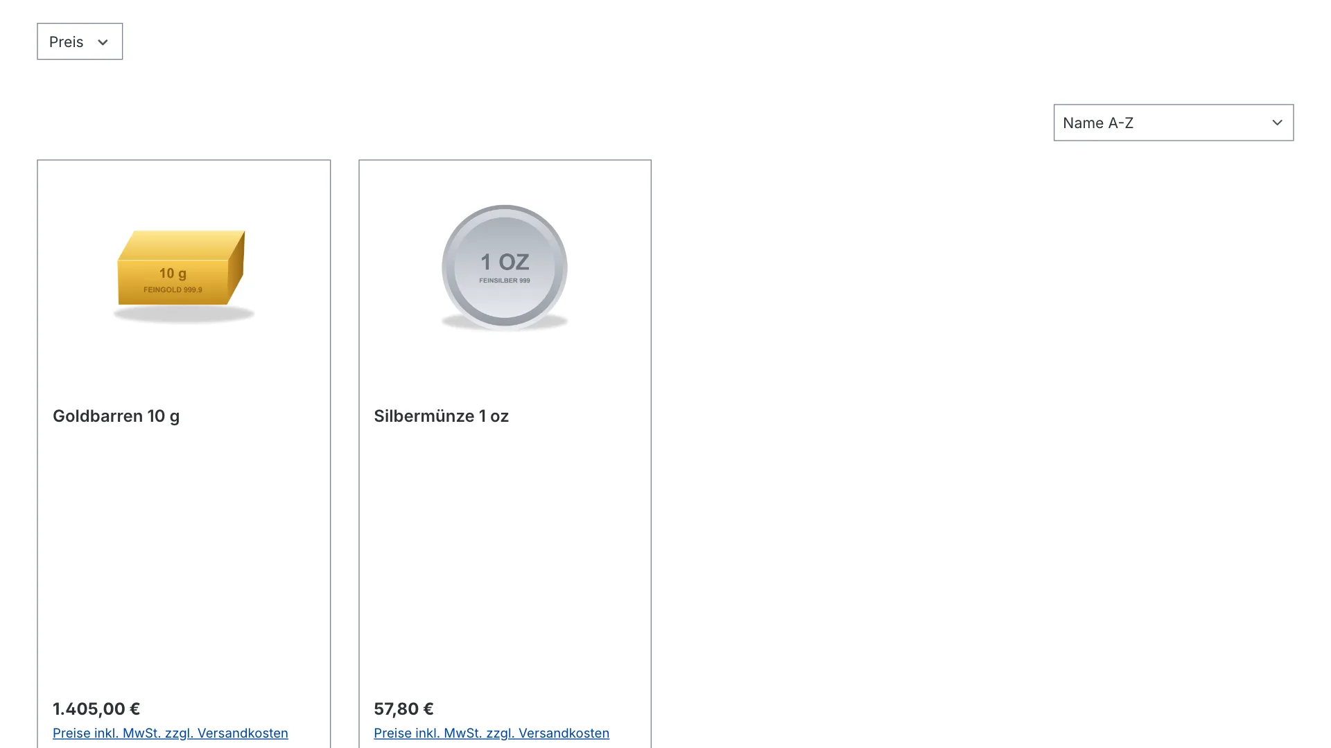 Preisberechnung Gold Silber | Artikelpreise folgen automatisch dem Rohstoffkurs. Screenshot 2