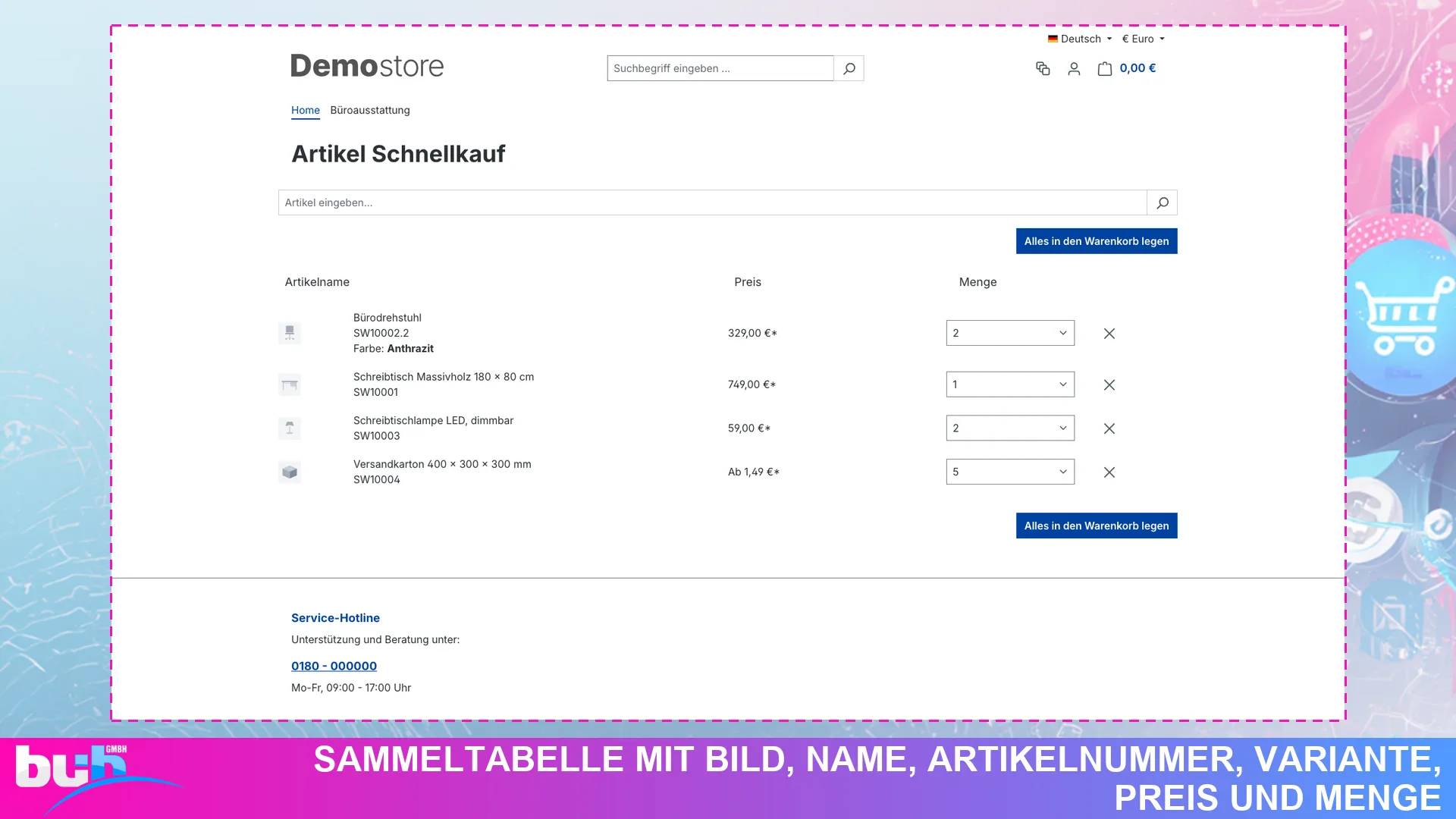 Schnellkauf Schnellbestellung Quick Order | Bestellformular per Artikelnummer. Screenshot 5