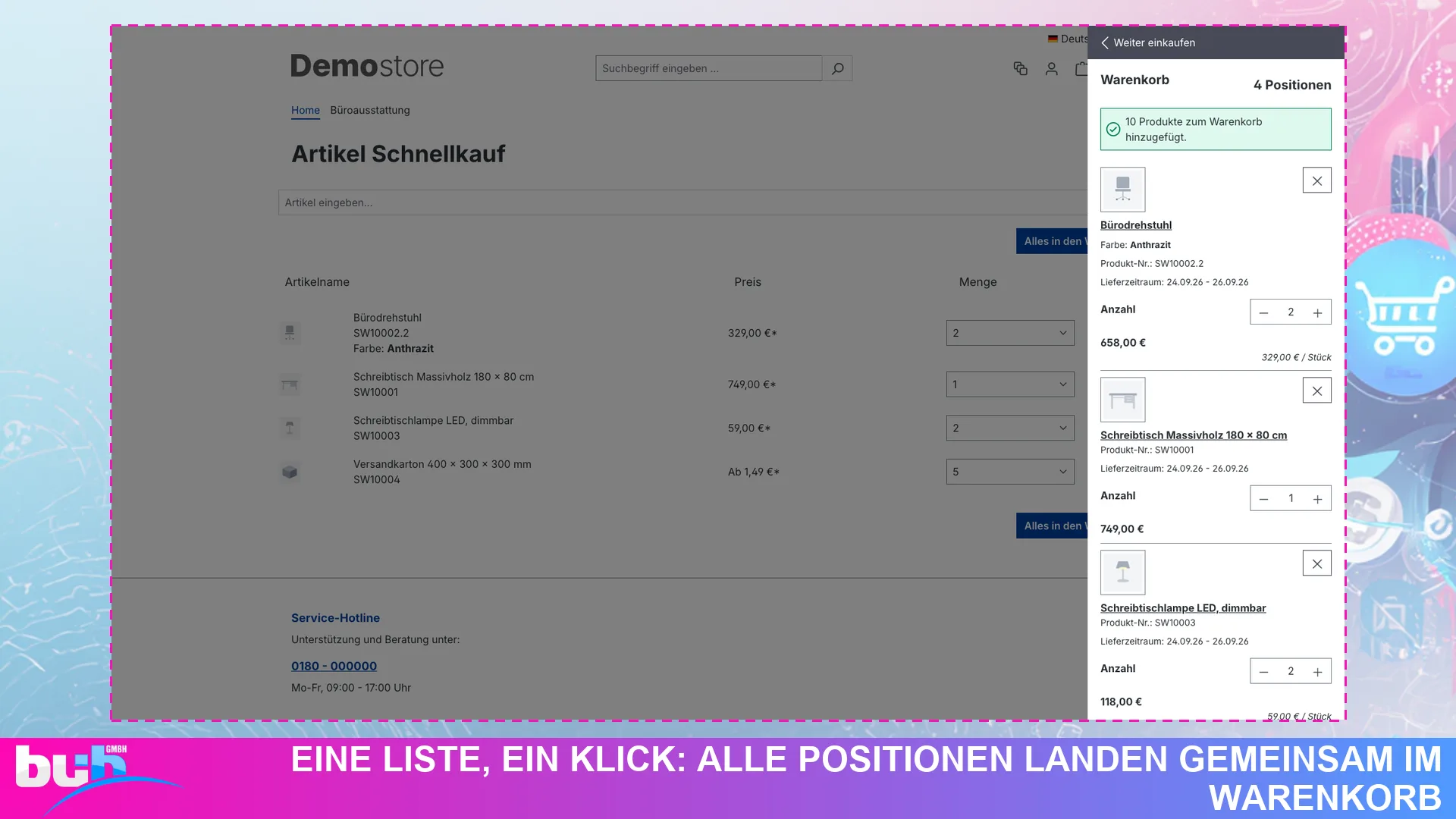 Schnellkauf Schnellbestellung Quick Order | Bestellformular per Artikelnummer. Screenshot 6