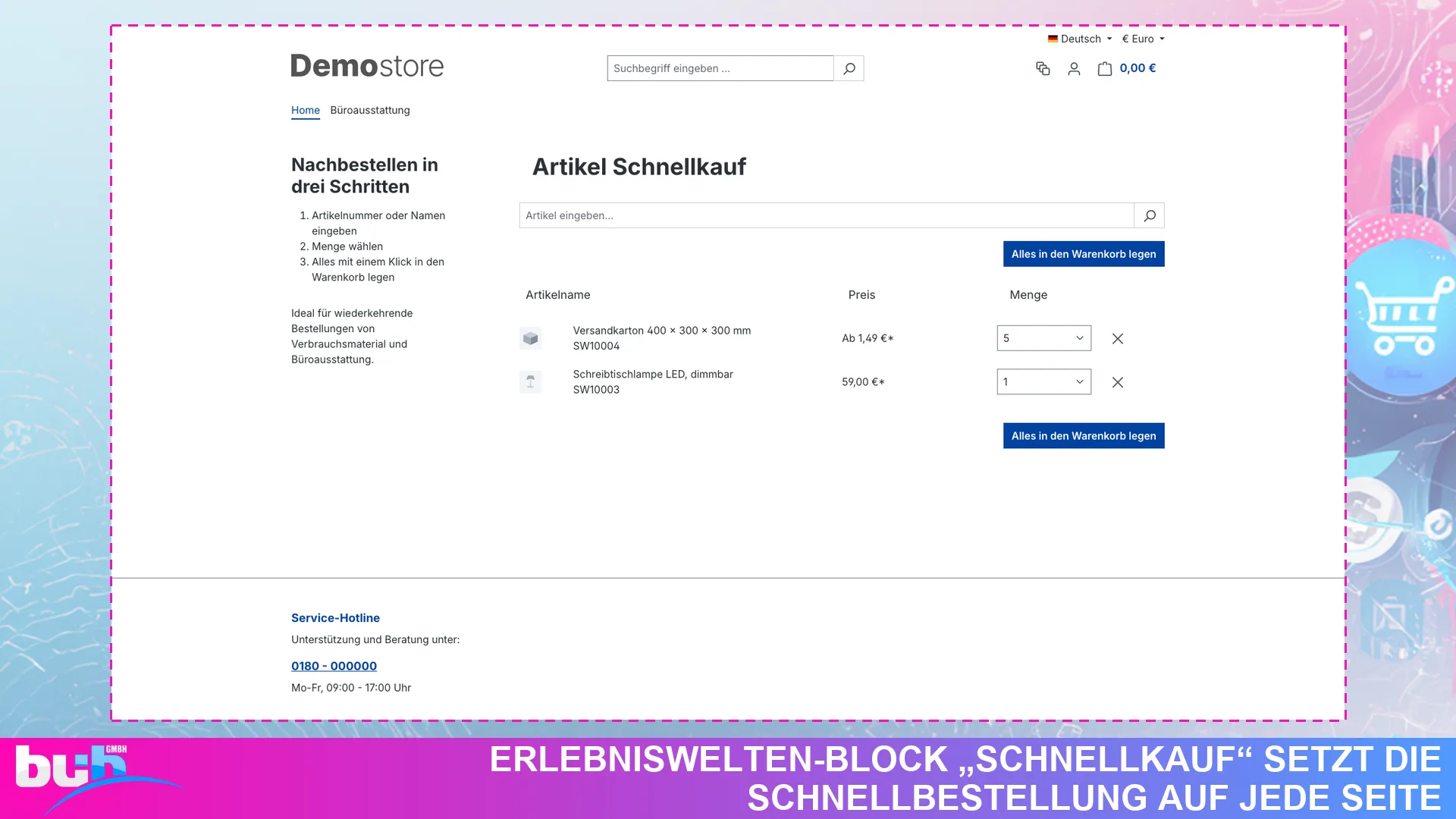 Schnellkauf Schnellbestellung Quick Order | Bestellformular per Artikelnummer. Screenshot 7