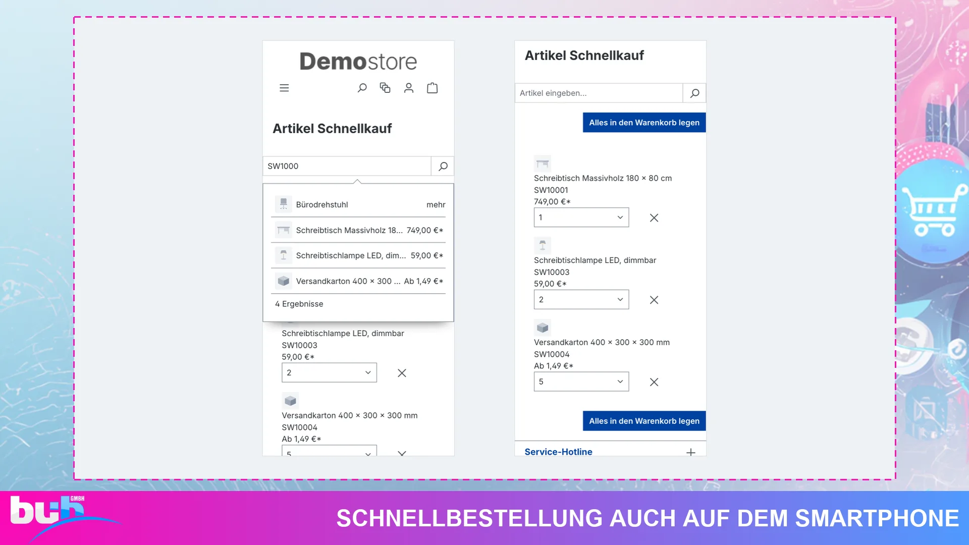 Schnellkauf Schnellbestellung Quick Order | Bestellformular per Artikelnummer. Screenshot 9