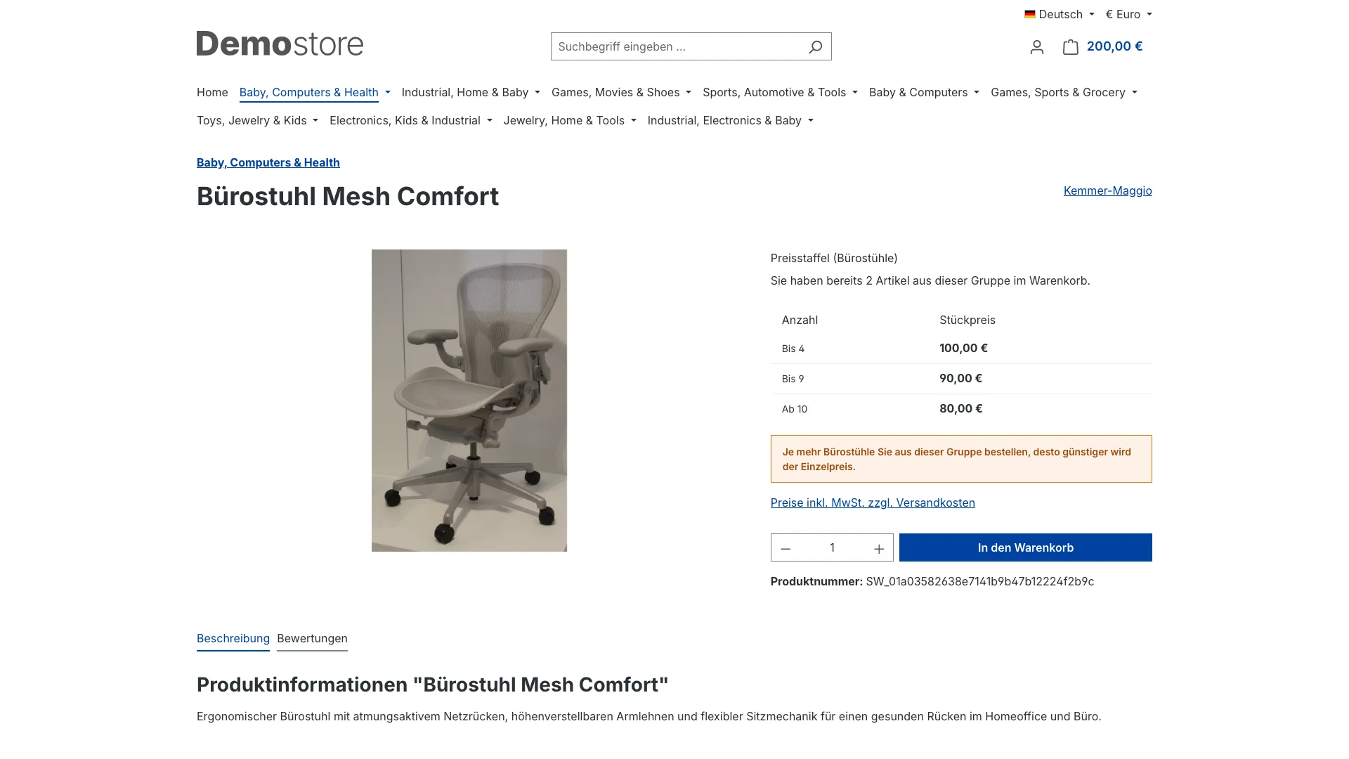 Staffelpreisgruppen | Staffelpreise und Mengenrabatt über mehrere Artikel hinweg. Screenshot 2