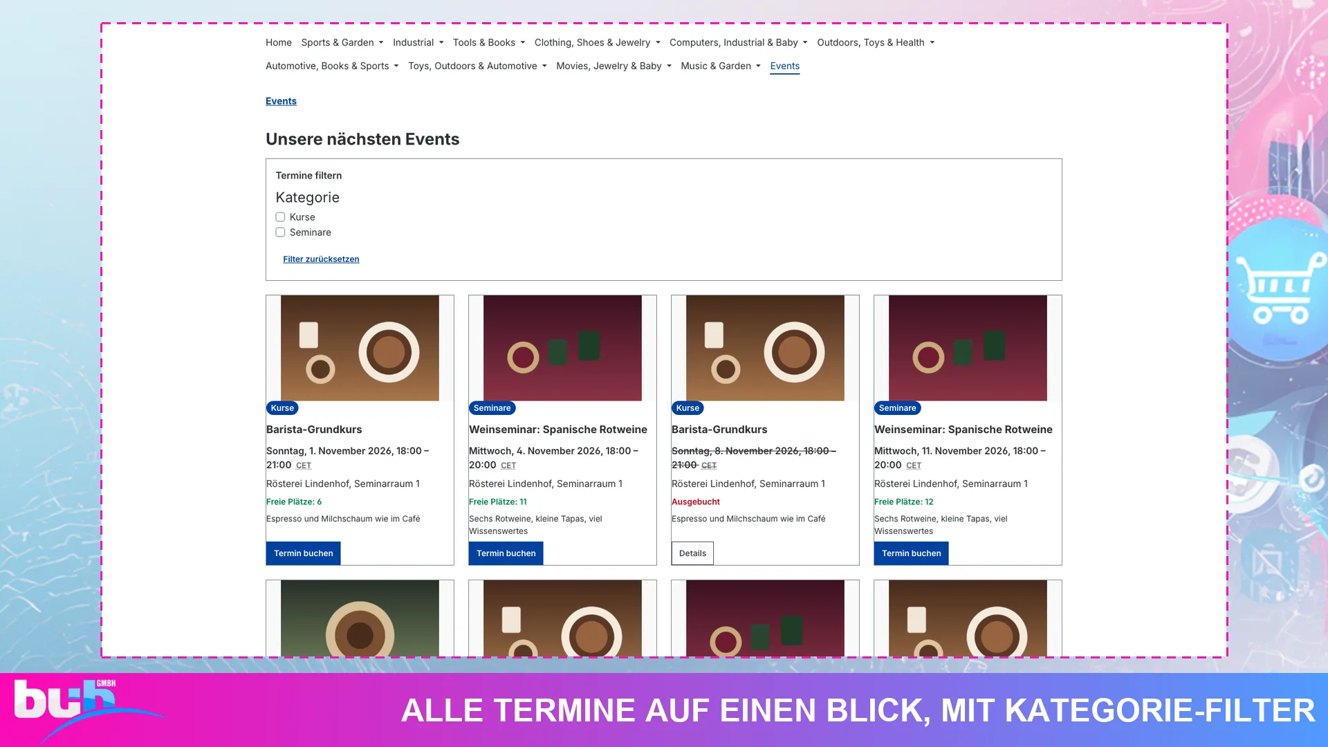 Events & Tickets | Event Buchung für Seminare und Kurse mit Warteliste. Screenshot 2