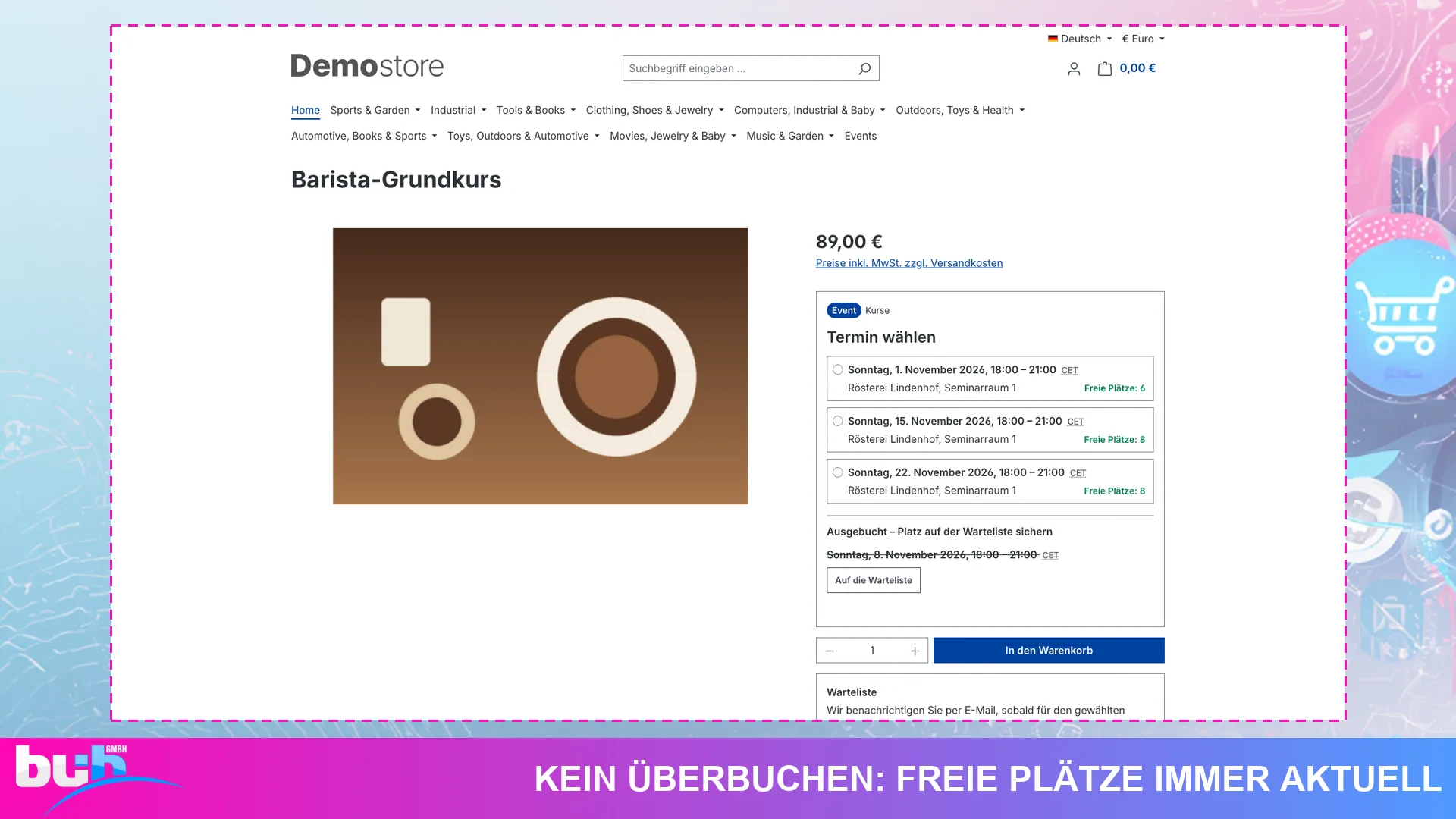 Events & Tickets | Event Buchung für Seminare und Kurse mit Warteliste. Screenshot 4