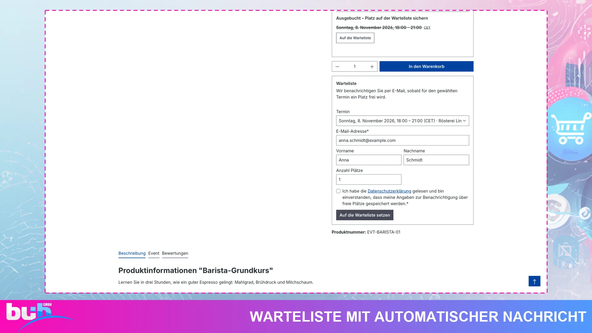 Events & Tickets | Event Buchung für Seminare und Kurse mit Warteliste. Screenshot 6