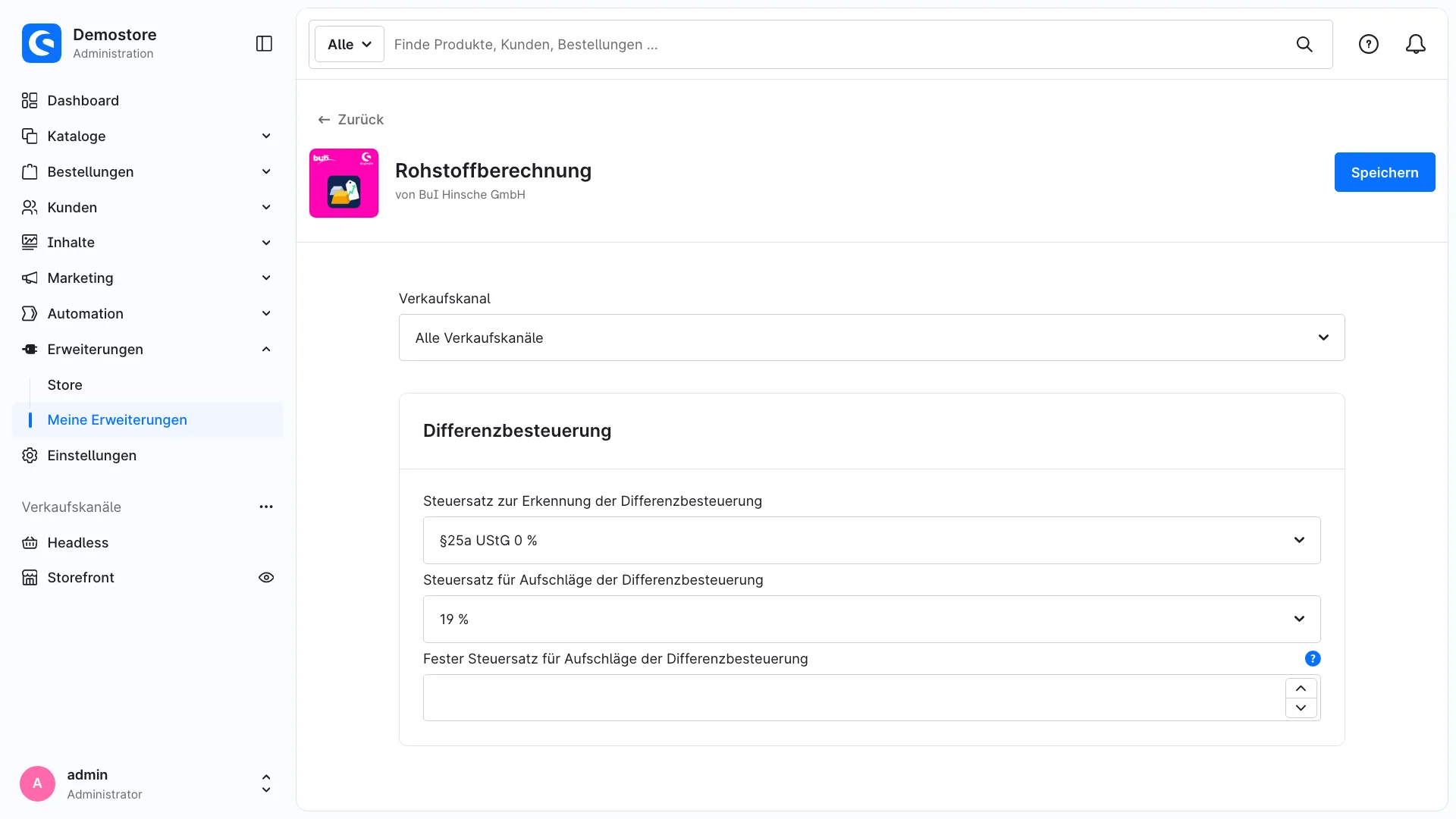 Rohstoffberechnung Versandsteuer bei Differenzbesteuerung | Steuer nach Anteil. Screenshot 4