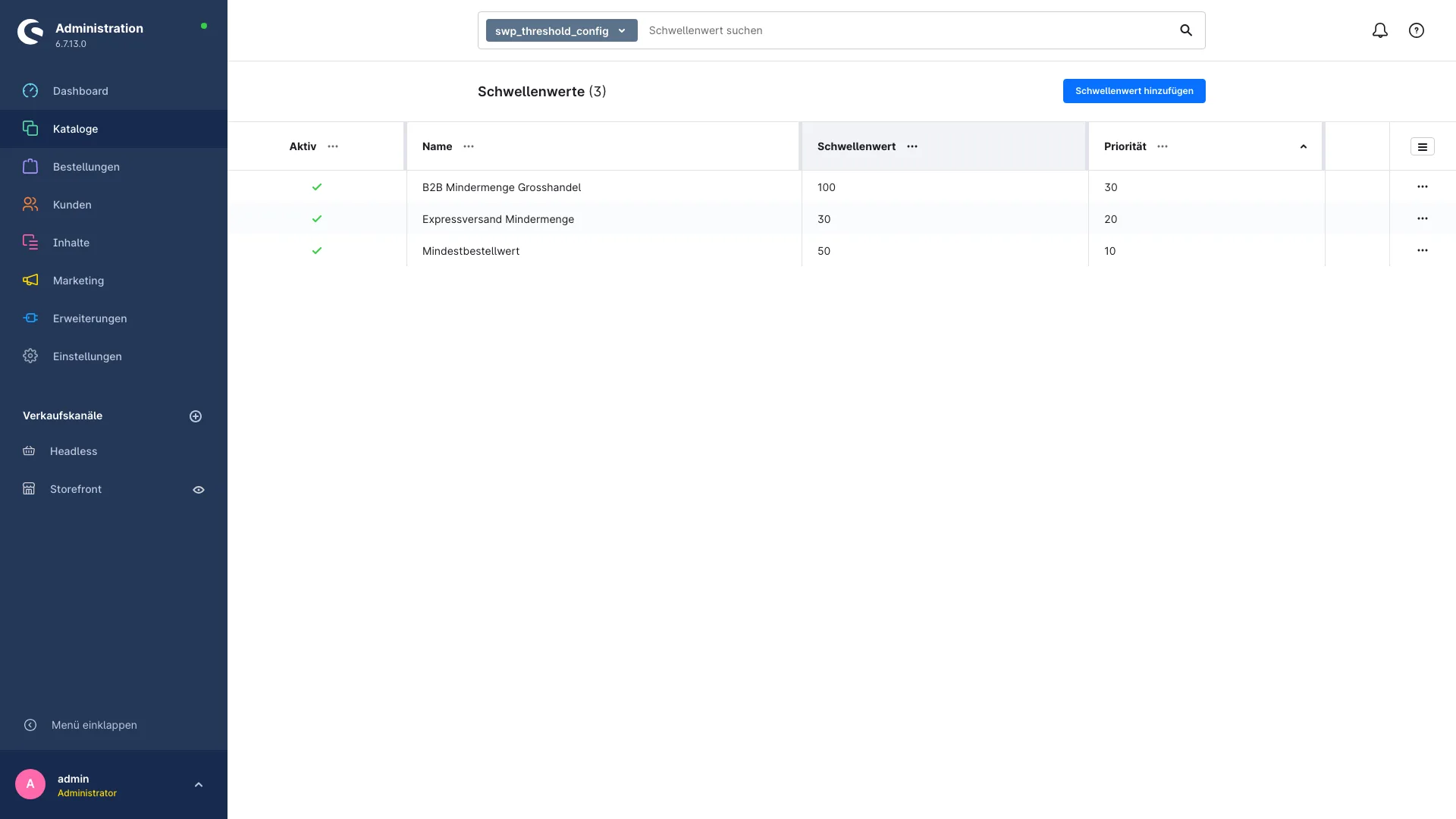 Warenkorb Extras: Fortschrittsbalken mit Gratisartikel und Mindermengenzuschlag. Screenshot 6
