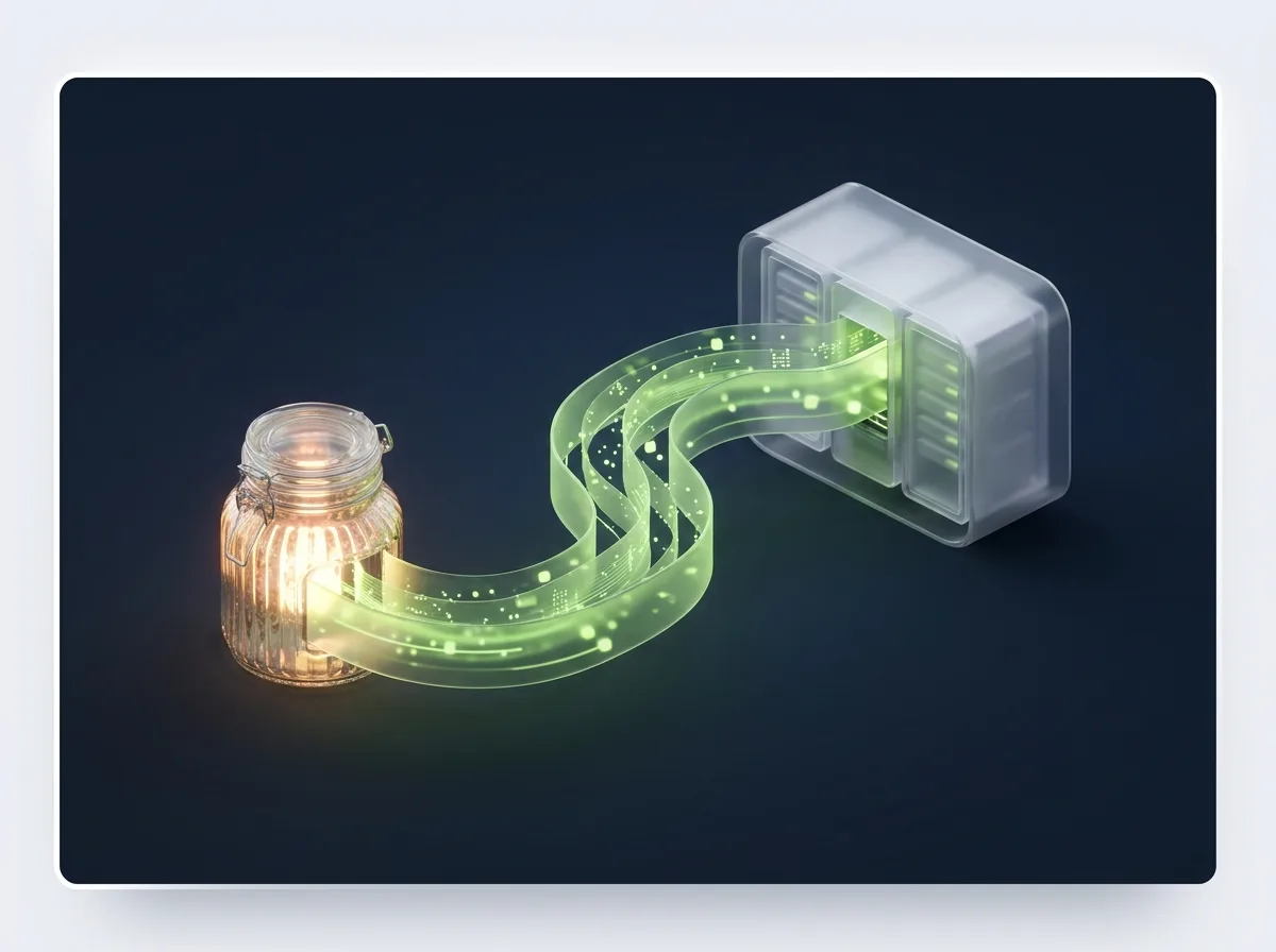 Abstrakte, gebrandete Visualisierung zum Thema „Umzug zu Shopify ohne Unterbrechung“