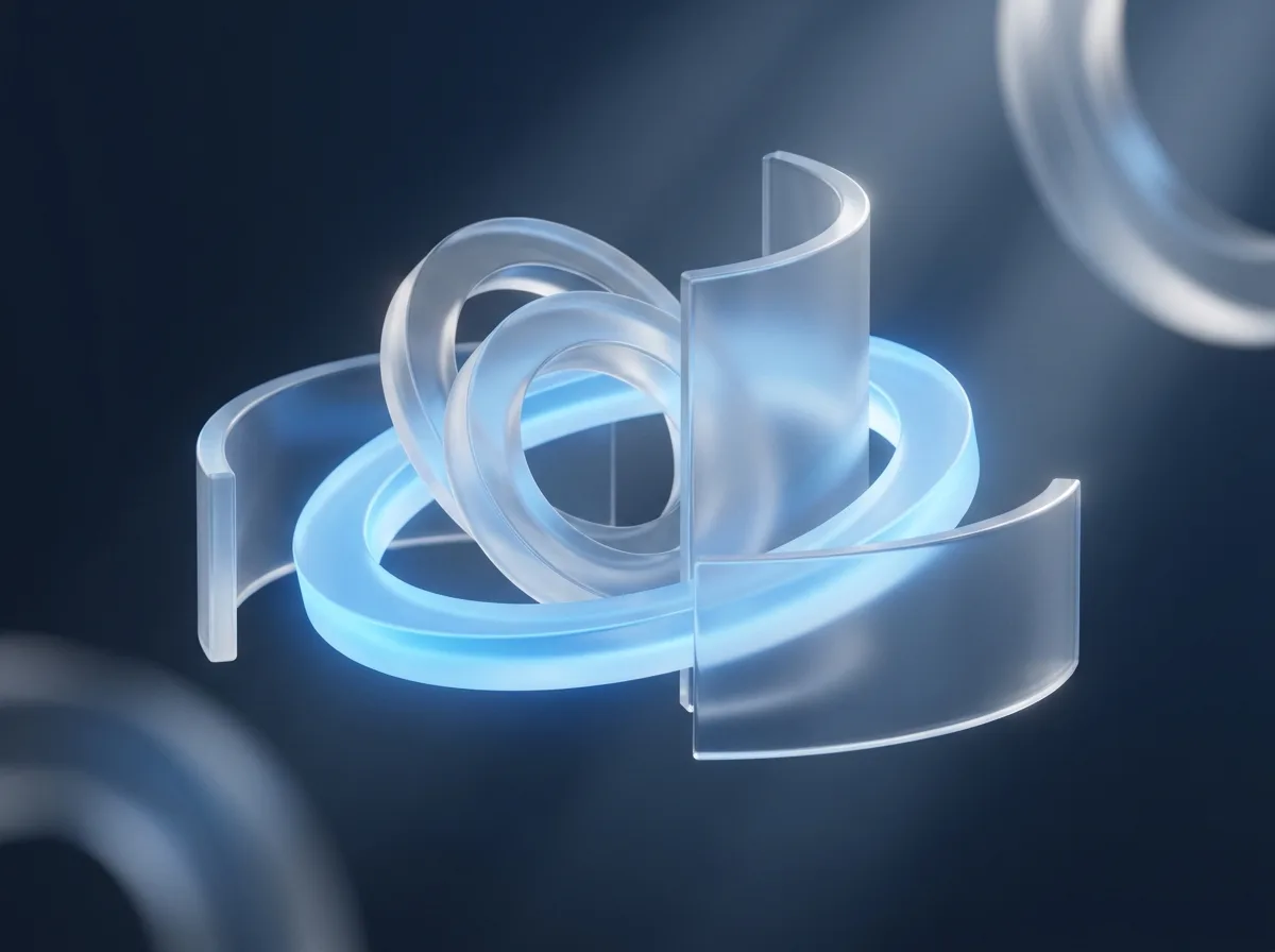 Abstrakte, gebrandete Visualisierung zum Thema „Nach dem Go-Live nicht allein“