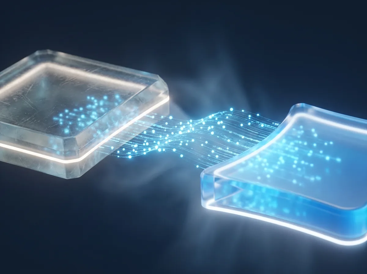 Abstrakte, gebrandete Visualisierung zum Thema „Umstieg auf Shopware 6 ohne Datenverlust“